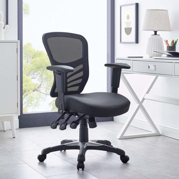 27.5"L x 26"W x 37 - 41.5"H-Articulate Adjustable Armrest Office Chair in Black (Vinyl Seat)