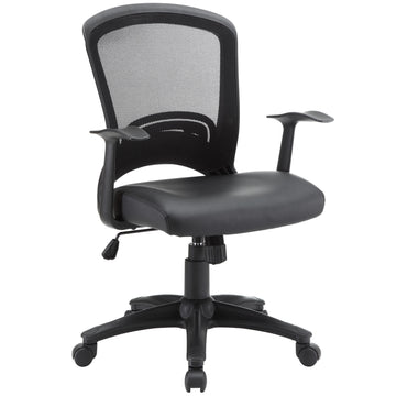 Computer Ergonomic Pulse  Vinyl Lumbar Support Office Chair in Black- Lumbar Support