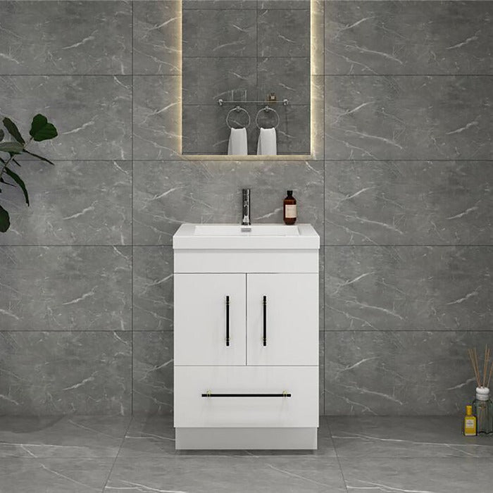 Everest Freestanding Bathroom Vanity with Acrylic Sink, Doors & Drawers