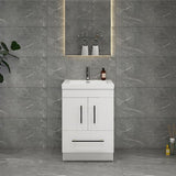 Everest Freestanding Bathroom Vanity with Acrylic Sink, Doors & Drawers