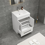 Everest Freestanding Bathroom Vanity with Acrylic Sink, Doors & Drawers