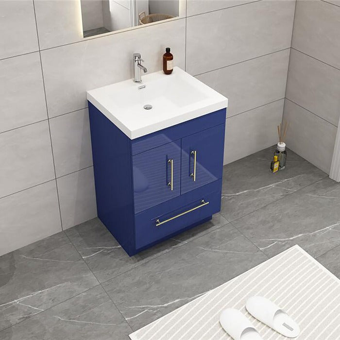 Everest Freestanding Bathroom Vanity with Acrylic Sink, Doors & Drawers