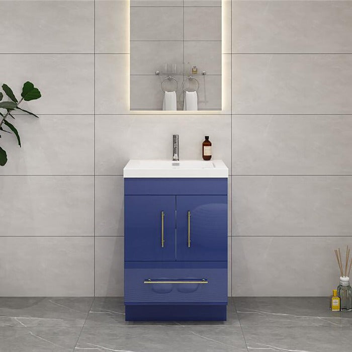 Everest Freestanding Bathroom Vanity with Acrylic Sink, Doors & Drawers