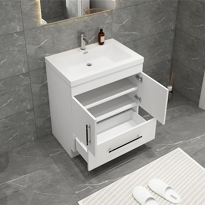 Everest Freestanding Bathroom Vanity with Acrylic Sink, Doors & Drawers