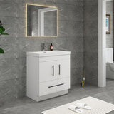 Everest Freestanding Bathroom Vanity with Acrylic Sink, Doors & Drawers