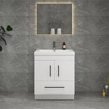 Everest Freestanding Bathroom Vanity with Acrylic Sink, Doors & Drawers