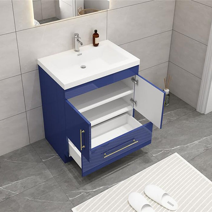 Everest Freestanding Bathroom Vanity with Acrylic Sink, Doors & Drawers