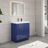 Everest Freestanding Bathroom Vanity with Acrylic Sink, Doors & Drawers