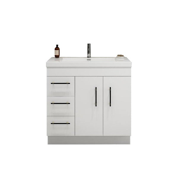 Everest Freestanding Bathroom Vanity with Acrylic Sink, Doors & Drawers