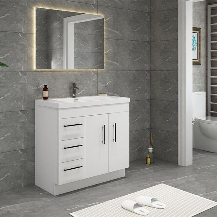 Everest Freestanding Bathroom Vanity with Acrylic Sink, Doors & Drawers