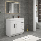 Everest Freestanding Bathroom Vanity with Acrylic Sink, Doors & Drawers