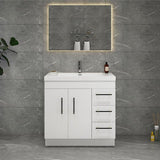 Everest Freestanding Bathroom Vanity with Acrylic Sink, Doors & Drawers