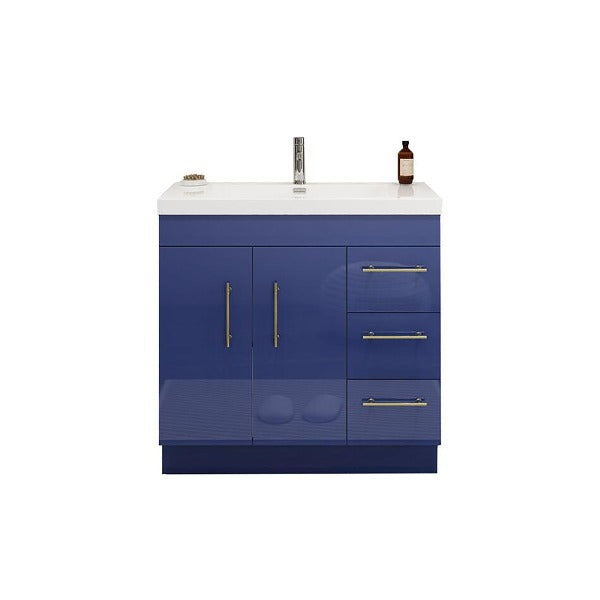 Everest Freestanding Bathroom Vanity with Acrylic Sink, Doors & Drawers