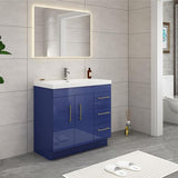 Everest Freestanding Bathroom Vanity with Acrylic Sink, Doors & Drawers