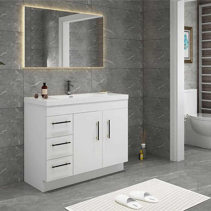 Everest Freestanding Bathroom Vanity with Acrylic Sink, Doors & Drawers