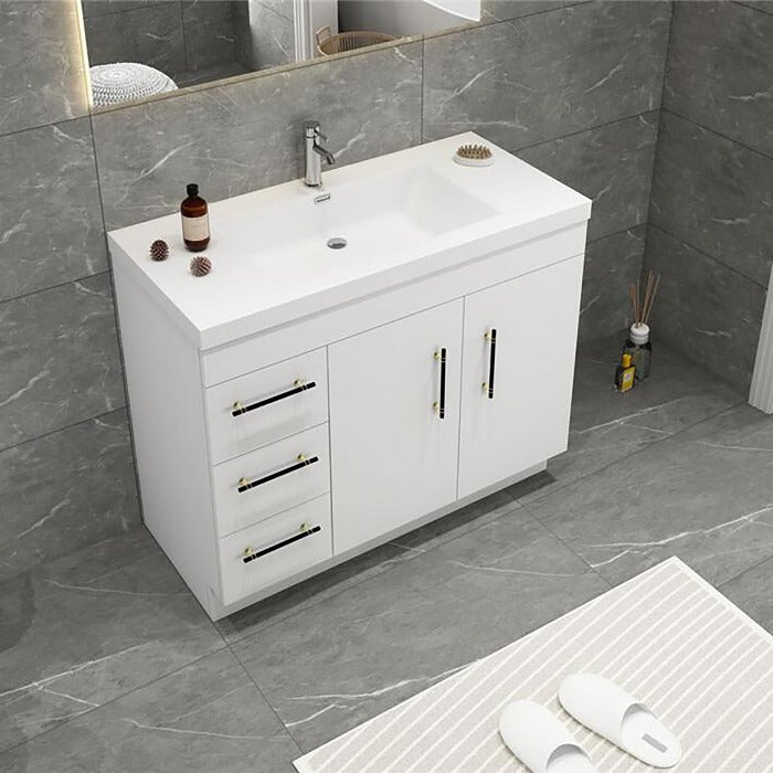 Everest Freestanding Bathroom Vanity with Acrylic Sink, Doors & Drawers