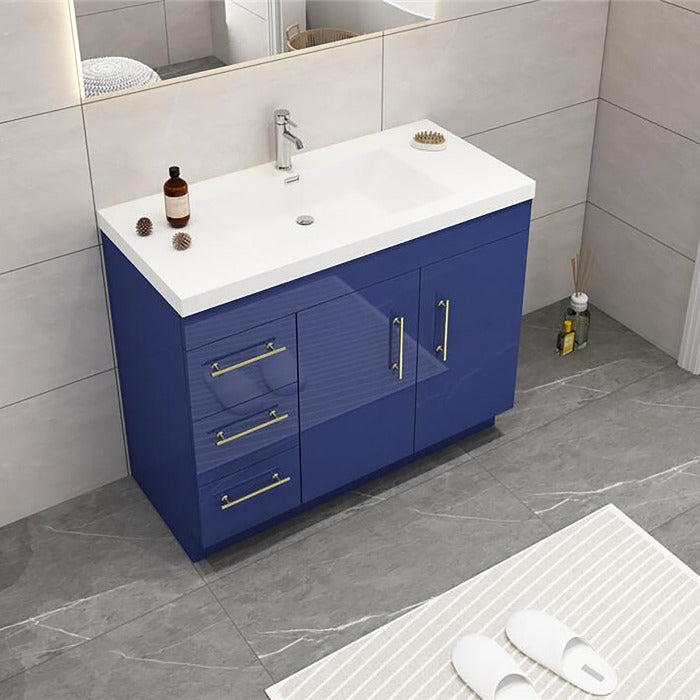 Everest Freestanding Bathroom Vanity with Acrylic Sink, Doors & Drawers