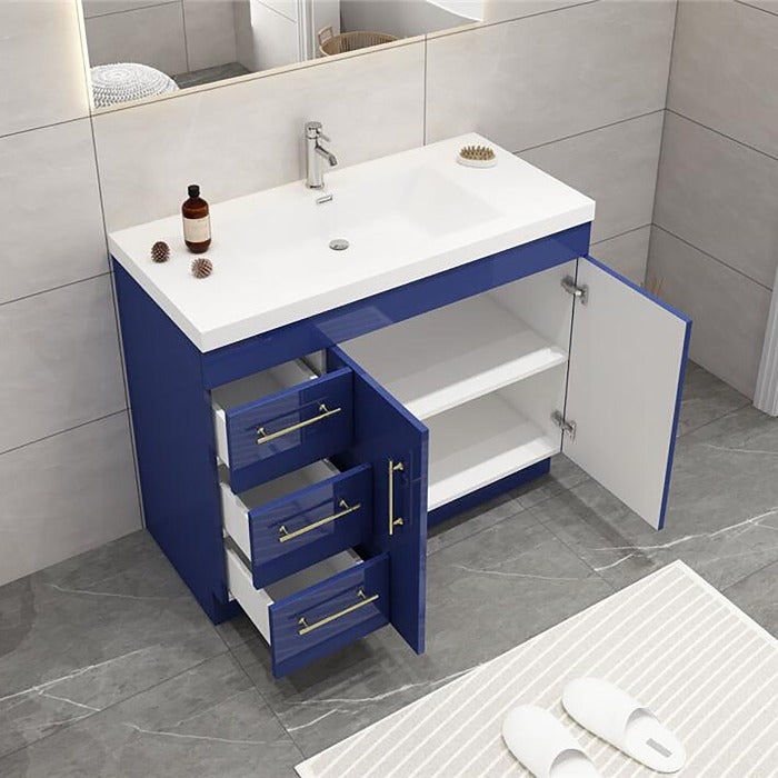 Everest Freestanding Bathroom Vanity with Acrylic Sink, Doors & Drawers