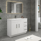 Everest Freestanding Bathroom Vanity with Acrylic Sink, Doors & Drawers