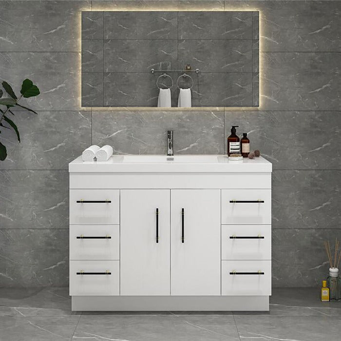 Everest Freestanding Bathroom Vanity with Acrylic Sink, Doors & Drawers