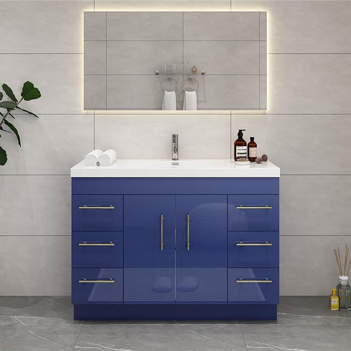 Everest Freestanding Bathroom Vanity with Acrylic Sink, Doors & Drawers