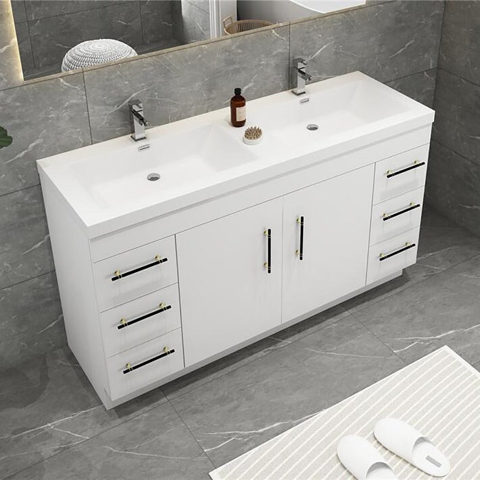 Everest Freestanding Bathroom Vanity with Acrylic Sink, Doors & Drawers