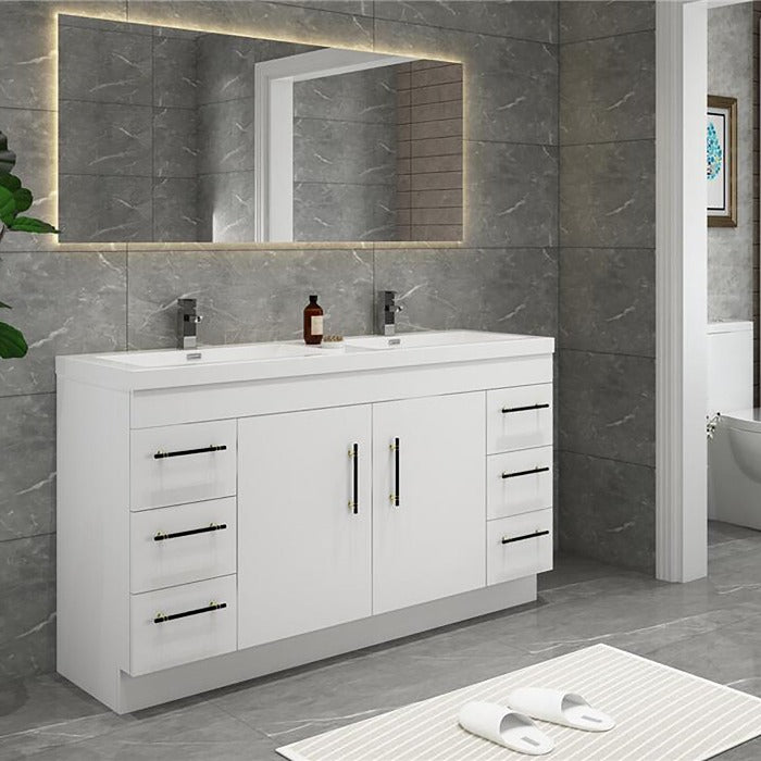 Everest Freestanding Bathroom Vanity with Acrylic Sink, Doors & Drawers