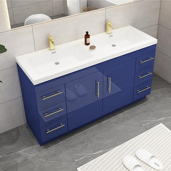 Everest Freestanding Bathroom Vanity with Acrylic Sink, Doors & Drawers