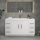 Everest Freestanding Bathroom Vanity with Acrylic Sink, Doors & Drawers