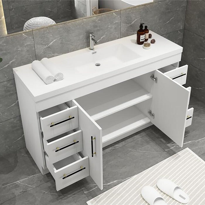 Everest Freestanding Bathroom Vanity with Acrylic Sink, Doors & Drawers