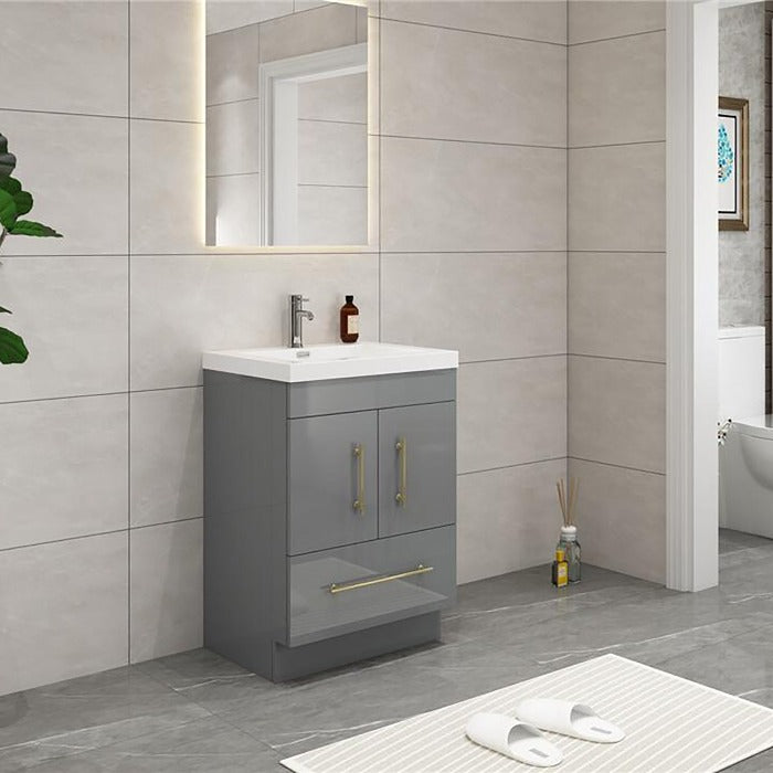 Everest Freestanding Bathroom Vanity with Acrylic Sink, Doors & Drawers