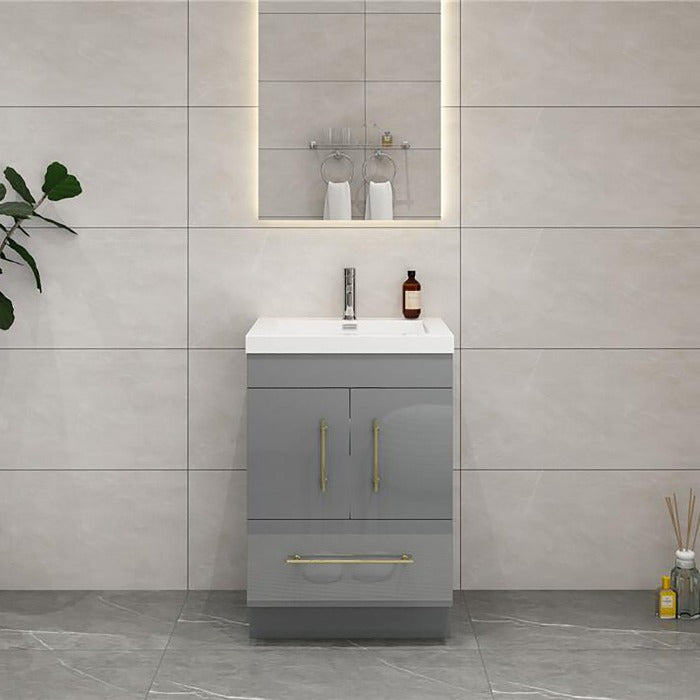 Everest Freestanding Bathroom Vanity with Acrylic Sink, Doors & Drawers