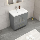 Everest Freestanding Bathroom Vanity with Acrylic Sink, Doors & Drawers