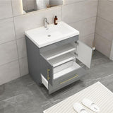 Everest Freestanding Bathroom Vanity with Acrylic Sink, Doors & Drawers