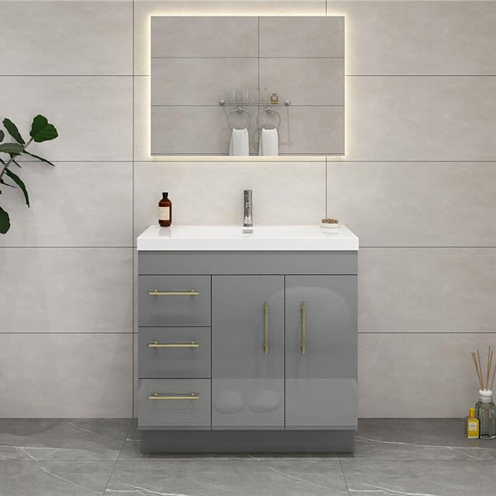 Everest Freestanding Bathroom Vanity with Acrylic Sink, Doors & Drawers