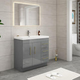 Everest Freestanding Bathroom Vanity with Acrylic Sink, Doors & Drawers