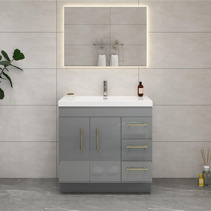 Everest Freestanding Bathroom Vanity with Acrylic Sink, Doors & Drawers