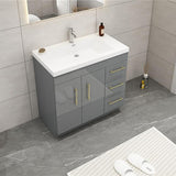 Everest Freestanding Bathroom Vanity with Acrylic Sink, Doors & Drawers