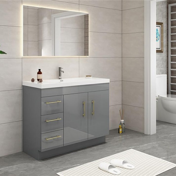 Everest Freestanding Bathroom Vanity with Acrylic Sink, Doors & Drawers