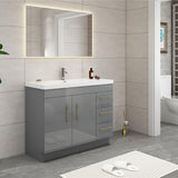 Everest Freestanding Bathroom Vanity with Acrylic Sink, Doors & Drawers