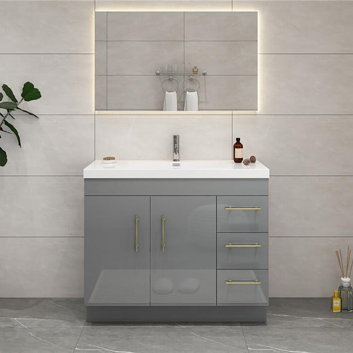 Everest Freestanding Bathroom Vanity with Acrylic Sink, Doors & Drawers