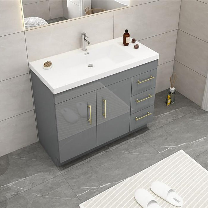 Everest Freestanding Bathroom Vanity with Acrylic Sink, Doors & Drawers