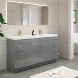 Everest Freestanding Bathroom Vanity with Acrylic Sink, Doors & Drawers