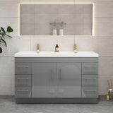 Everest Freestanding Bathroom Vanity with Acrylic Sink, Doors & Drawers