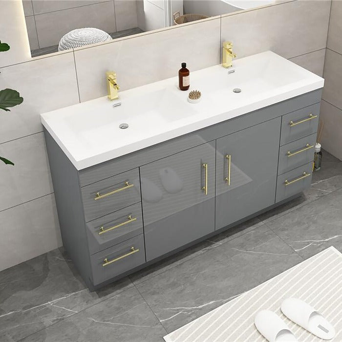 Everest Freestanding Bathroom Vanity with Acrylic Sink, Doors & Drawers