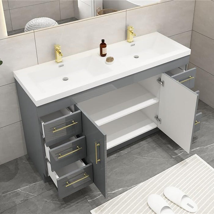 Everest Freestanding Bathroom Vanity with Acrylic Sink, Doors & Drawers