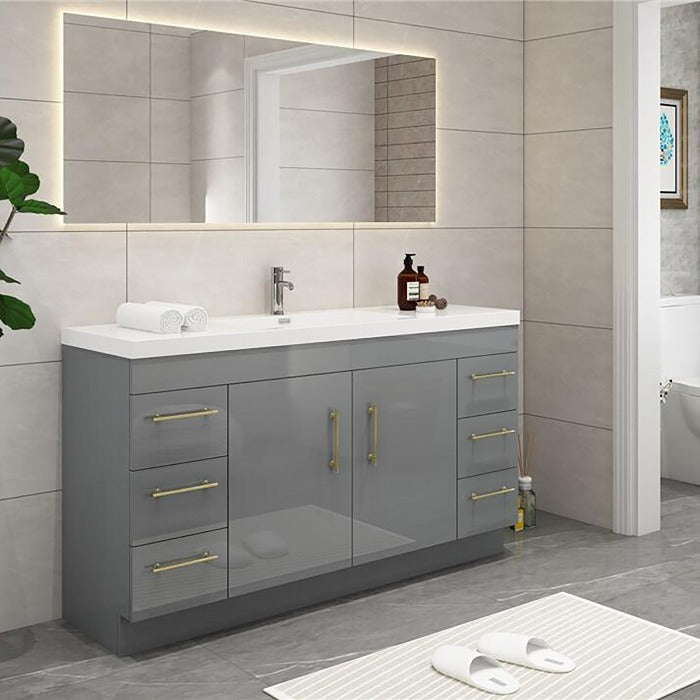 Everest Freestanding Bathroom Vanity with Acrylic Sink, Doors & Drawers