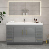 Everest Freestanding Bathroom Vanity with Acrylic Sink, Doors & Drawers