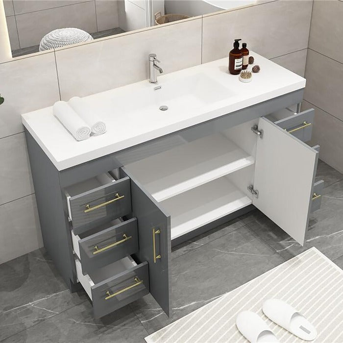 Everest Freestanding Bathroom Vanity with Acrylic Sink, Doors & Drawers