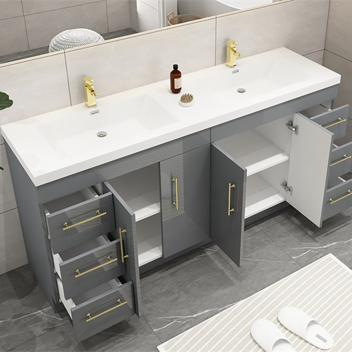 Everest Freestanding Bathroom Vanity with Acrylic Sink, Doors & Drawers